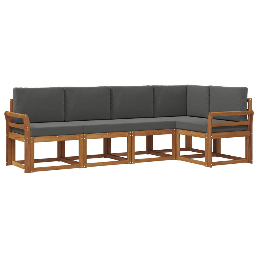 Outdoor Sofa Set 5 pcs 5-Seaters Natural and Anthracite
