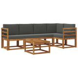 Outdoor Sofa Set with Cushion 6 pcs Natural and Anthracite