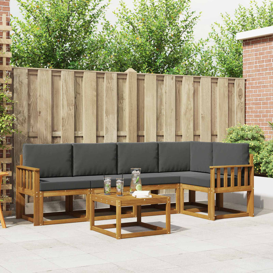 Outdoor Sofa Set 6 pcs 5-Seaters Natural and Anthracite