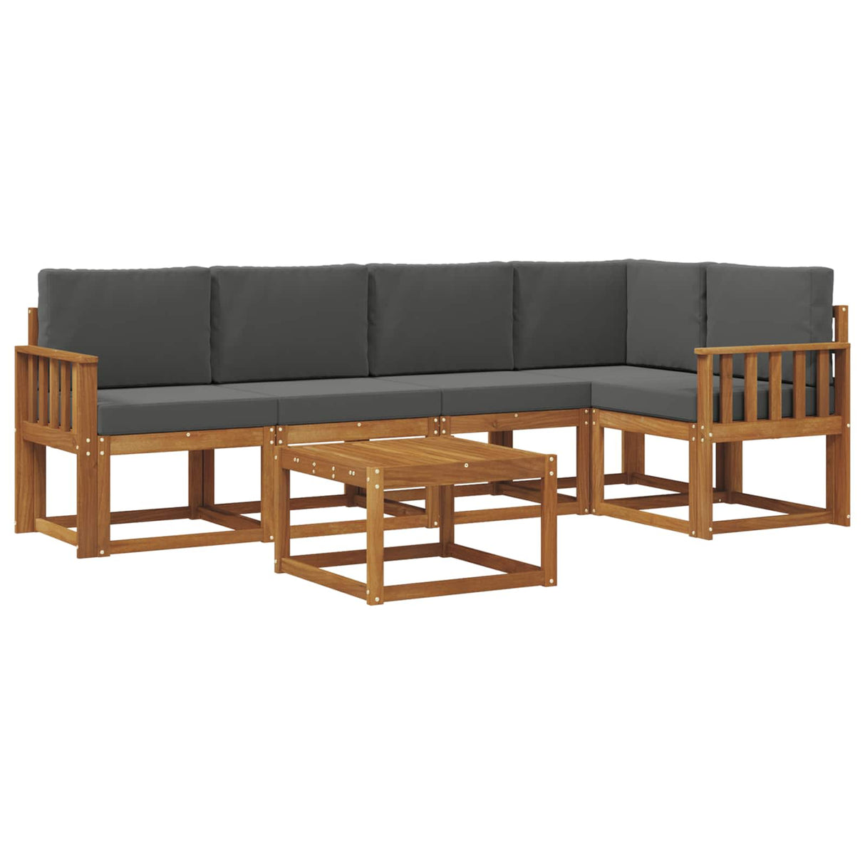 Outdoor Sofa Set with Cushion 6 pcs Natural and Anthracite