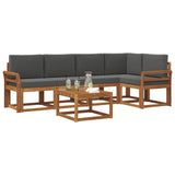 Outdoor Sofa Set with Cushion 6 pcs Natural and Anthracite - Side View