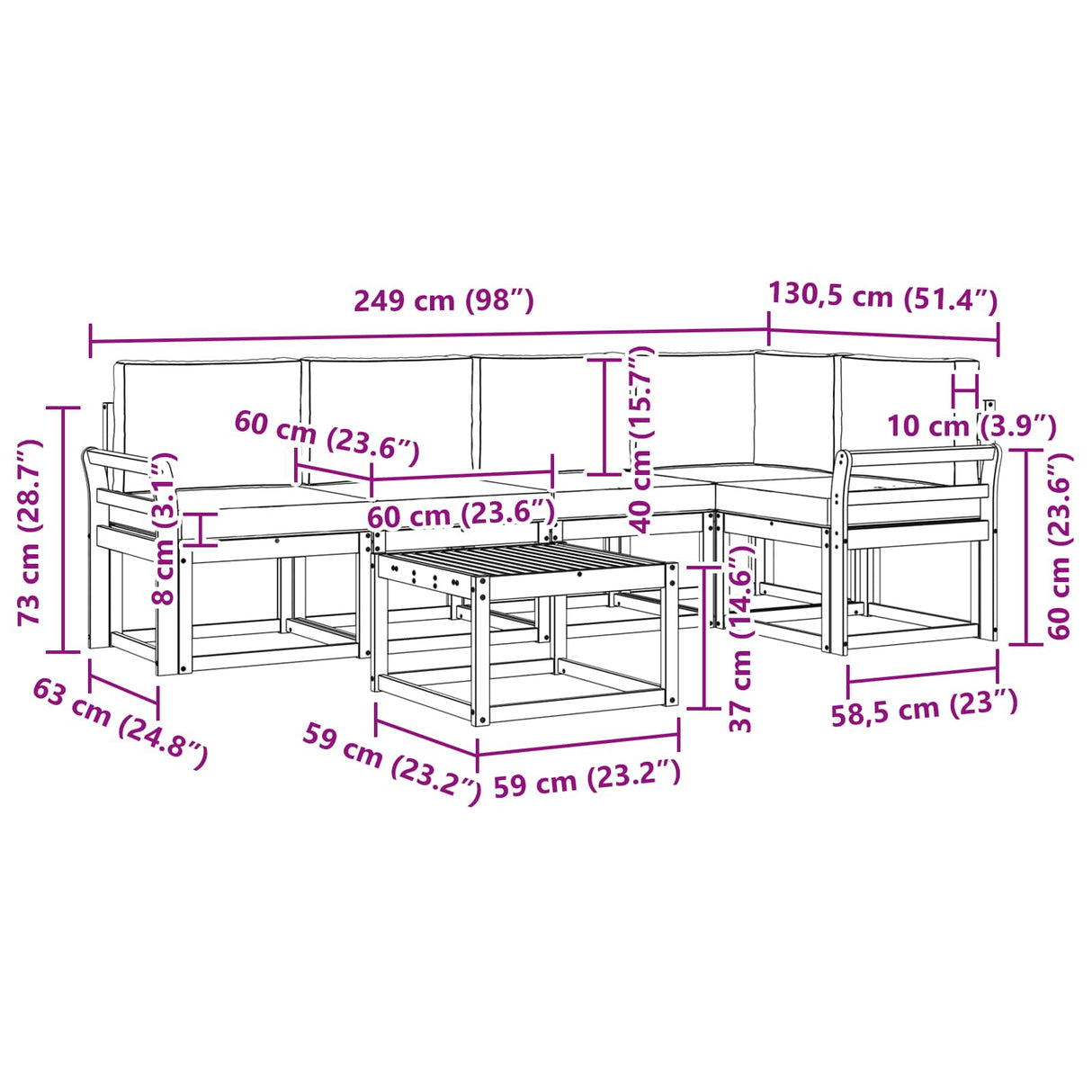 Outdoor Sofa Set with Cushion 6 pcs Natural and Anthracite