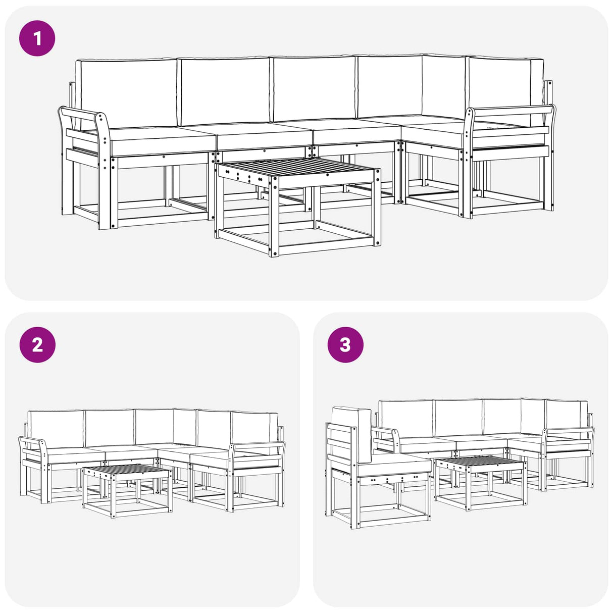 Outdoor Sofa Set with Cushion 6 pcs Natural and Anthracite