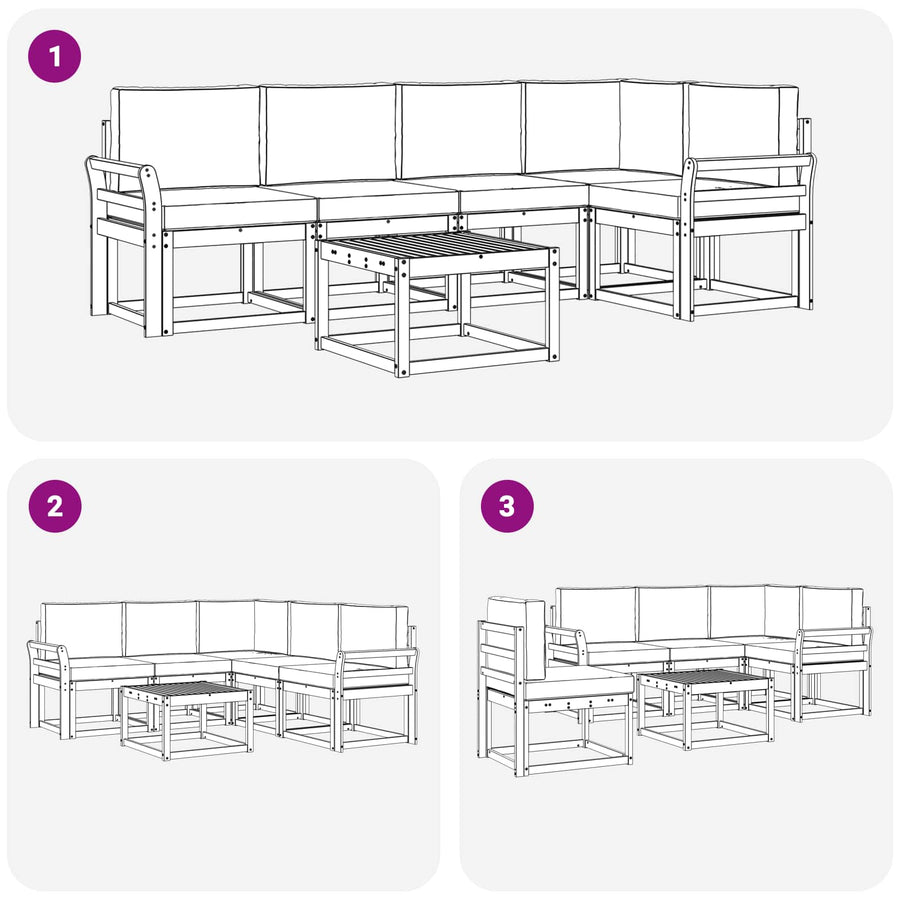 Outdoor Sofa Set 6 pcs 5-Seaters Natural and Anthracite