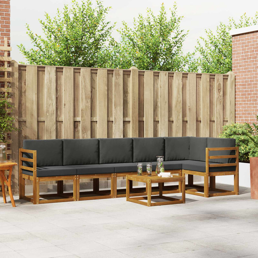 Outdoor Sofa Set 7 pcs Natural and Anthracite