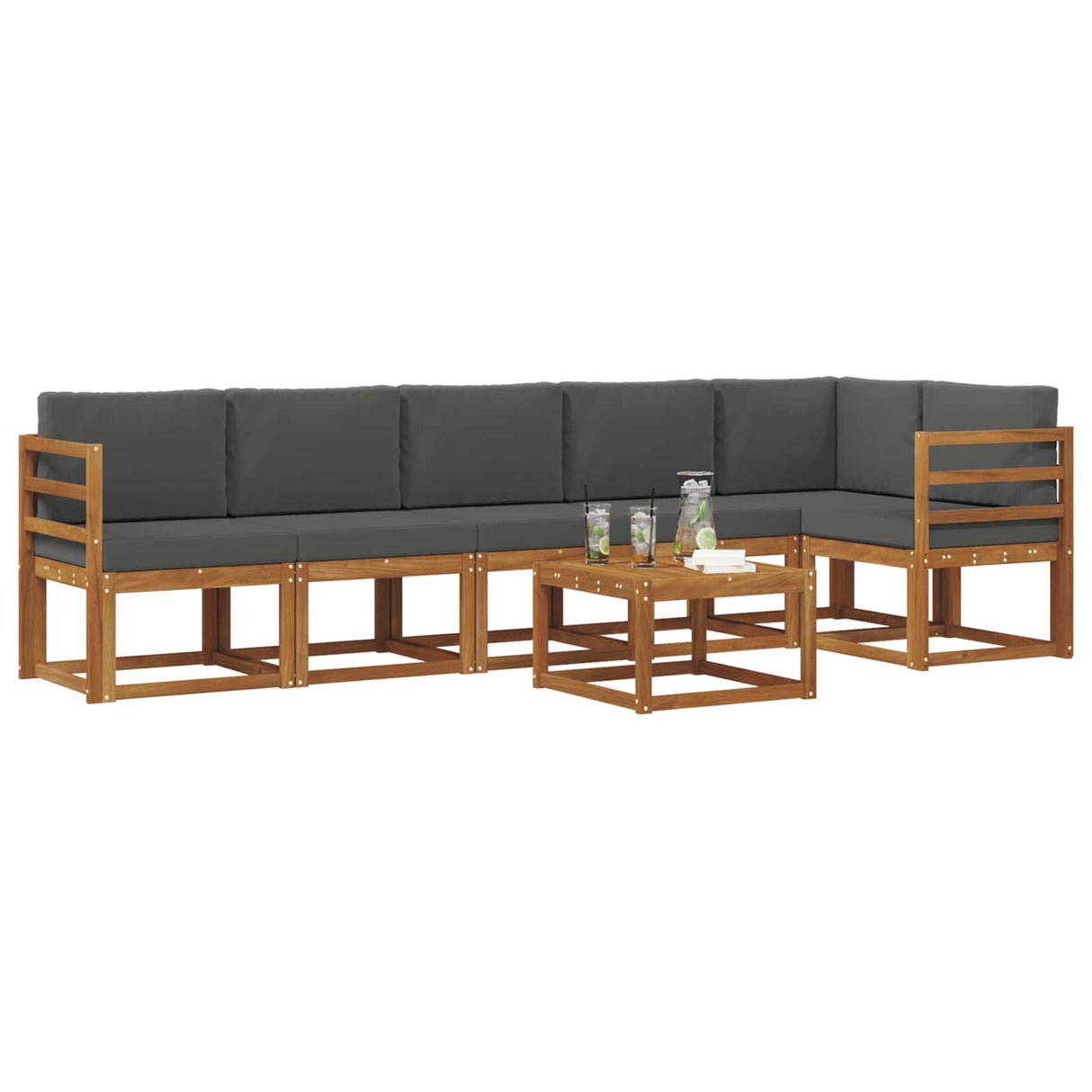 Outdoor Sofa Set with Cushion 7 pcs Natural and Anthracite