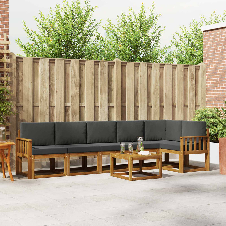 Outdoor Sofa Set 7 pcs Natural and Anthracite