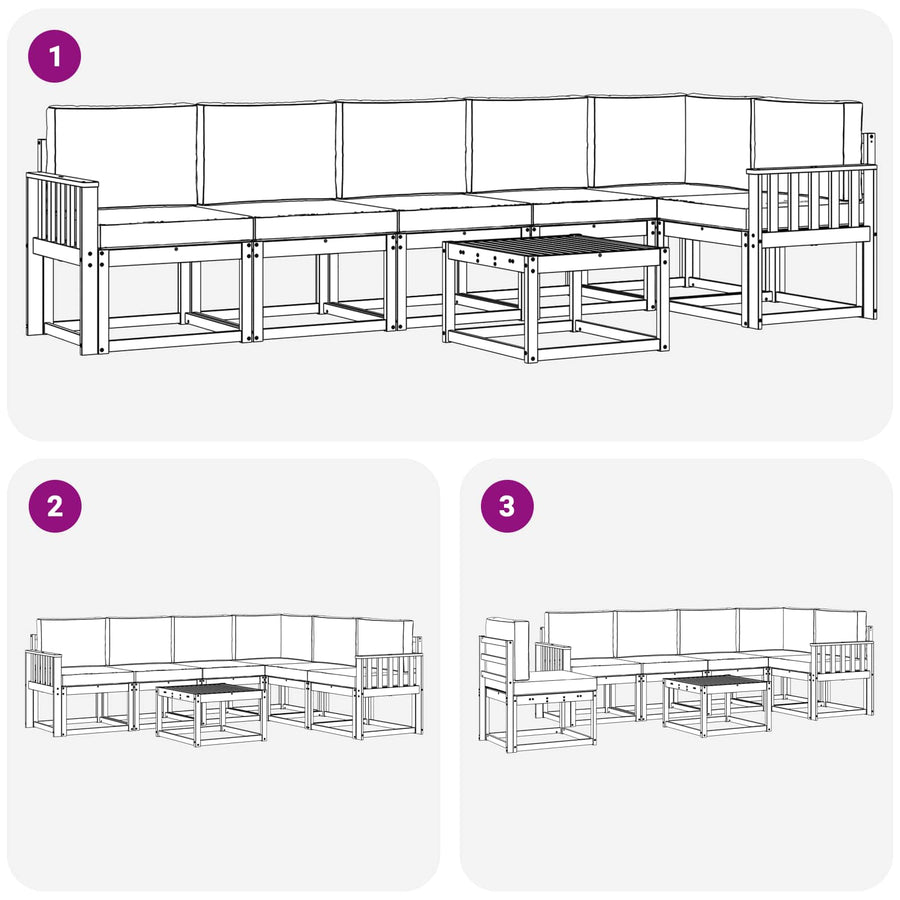 Outdoor Sofa Set 7 pcs Natural and Anthracite