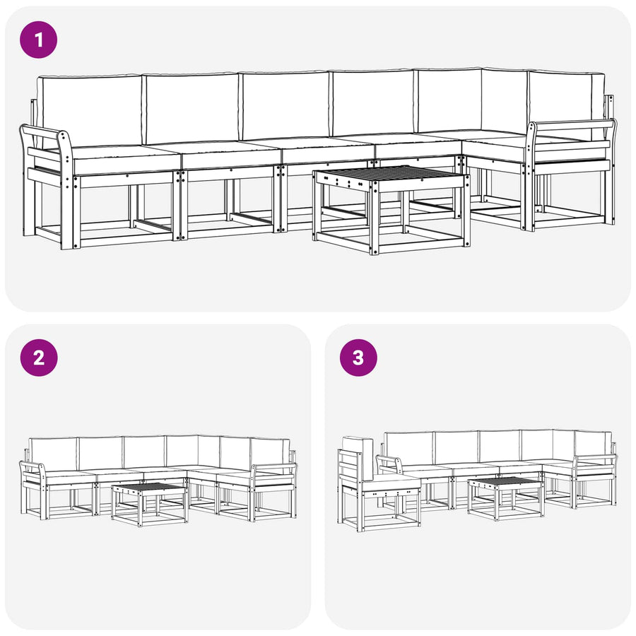 Outdoor Sofa Set 7 pcs Natural and Anthracite