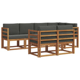 Outdoor Sofa Set with Cushion 7 pcs Natural and Anthracite - Front View