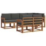Outdoor Sofa Set with Cushion 7 pcs Natural and Anthracite - Front View