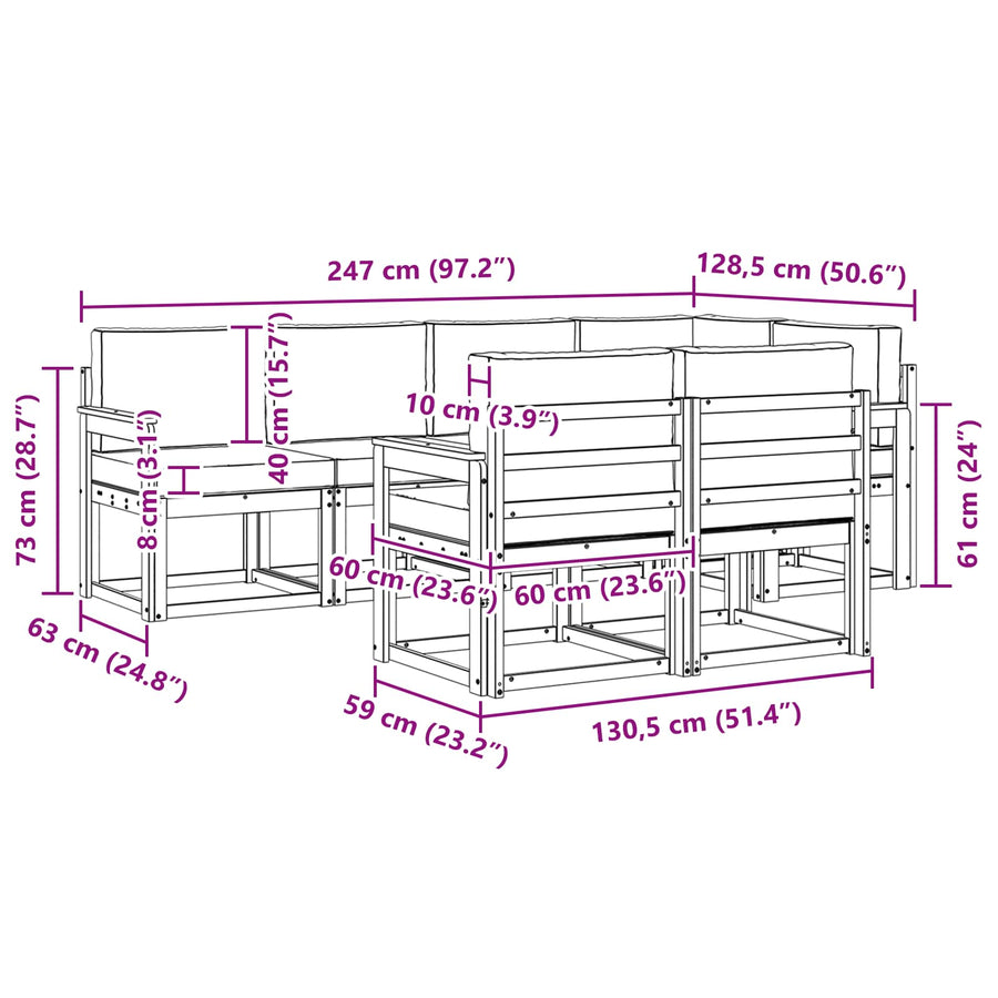 Outdoor Sofa Set 7 pcs 7-Seaters Natural and Anthracite