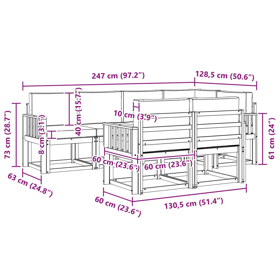 Outdoor Sofa Set 7 pcs 7-Seaters Natural and Anthracite
