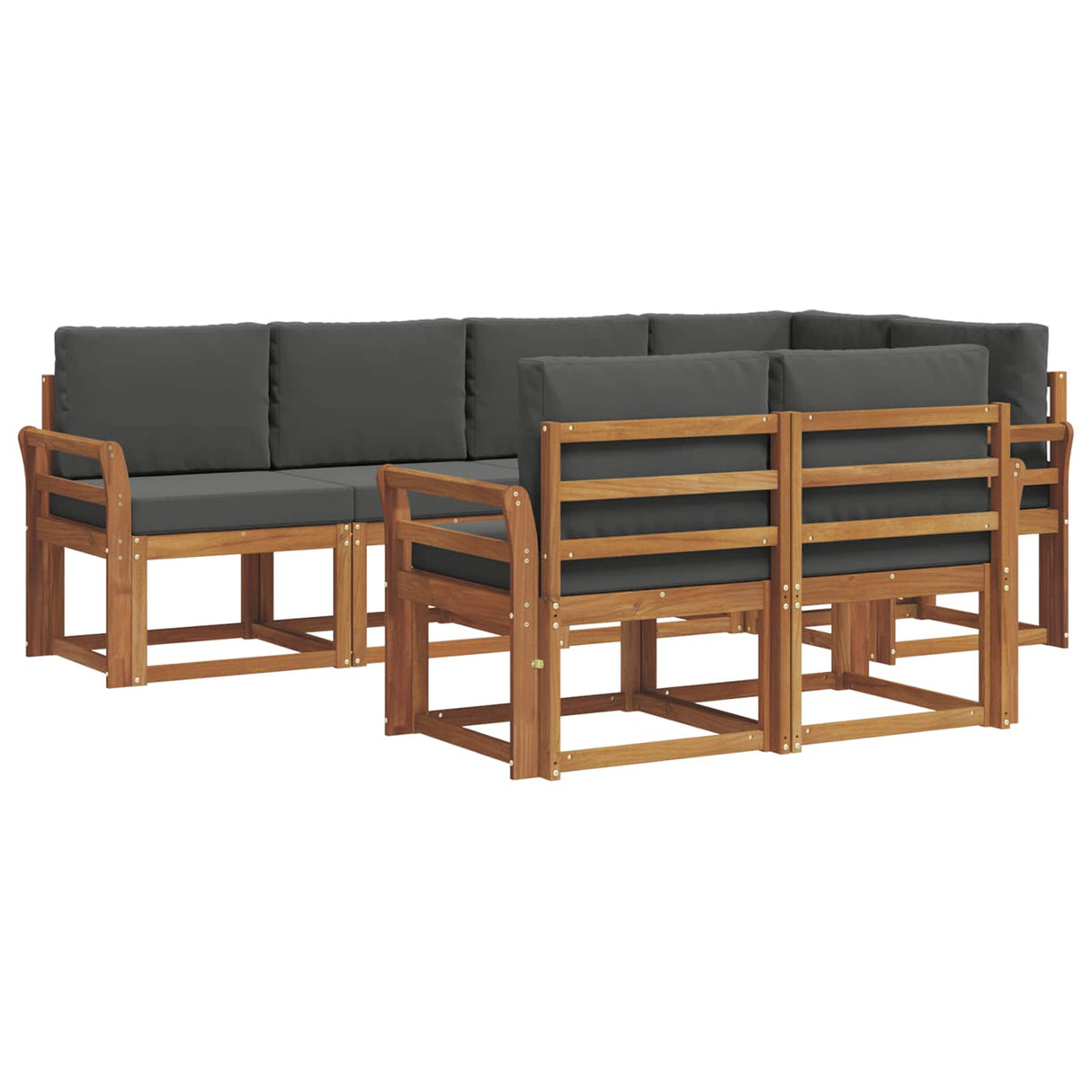 Outdoor Sofa Set with Cushion 7 pcs Natural and Anthracite