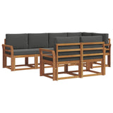 Outdoor Sofa Set with Cushion 7 pcs Natural and Anthracite - Front View