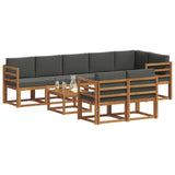 Outdoor Sofa Set 9 pcs Natural and Anthracite