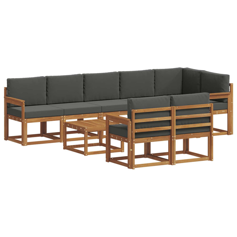 Outdoor Sofa Set 9 pcs Natural and Anthracite