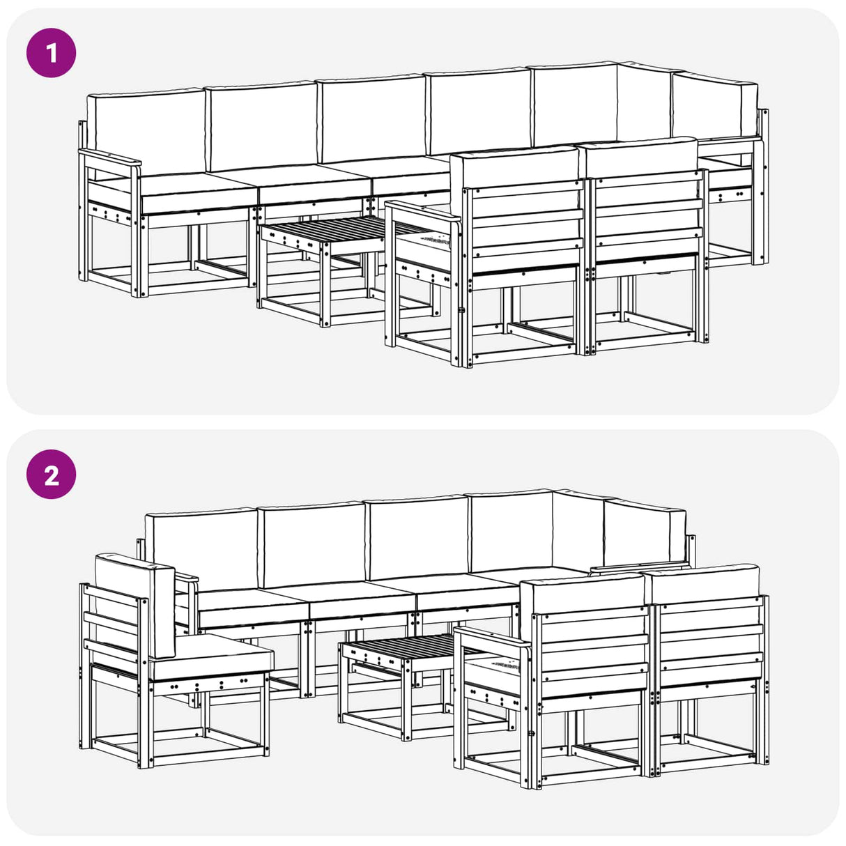 Outdoor Sofa Set 9 pcs Natural and Anthracite