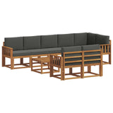 Outdoor Sofa Set 9 pcs Natural and Anthracite - Front View