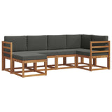 Outdoor Sofa Set with Cushion 6 pcs Natural and Anthracite - Front View