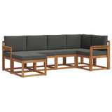 Outdoor Sofa Set with Cushion 6 pcs Natural and Anthracite