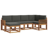 Outdoor Sofa Set with Cushion 6 pcs Natural and Anthracite - Front View