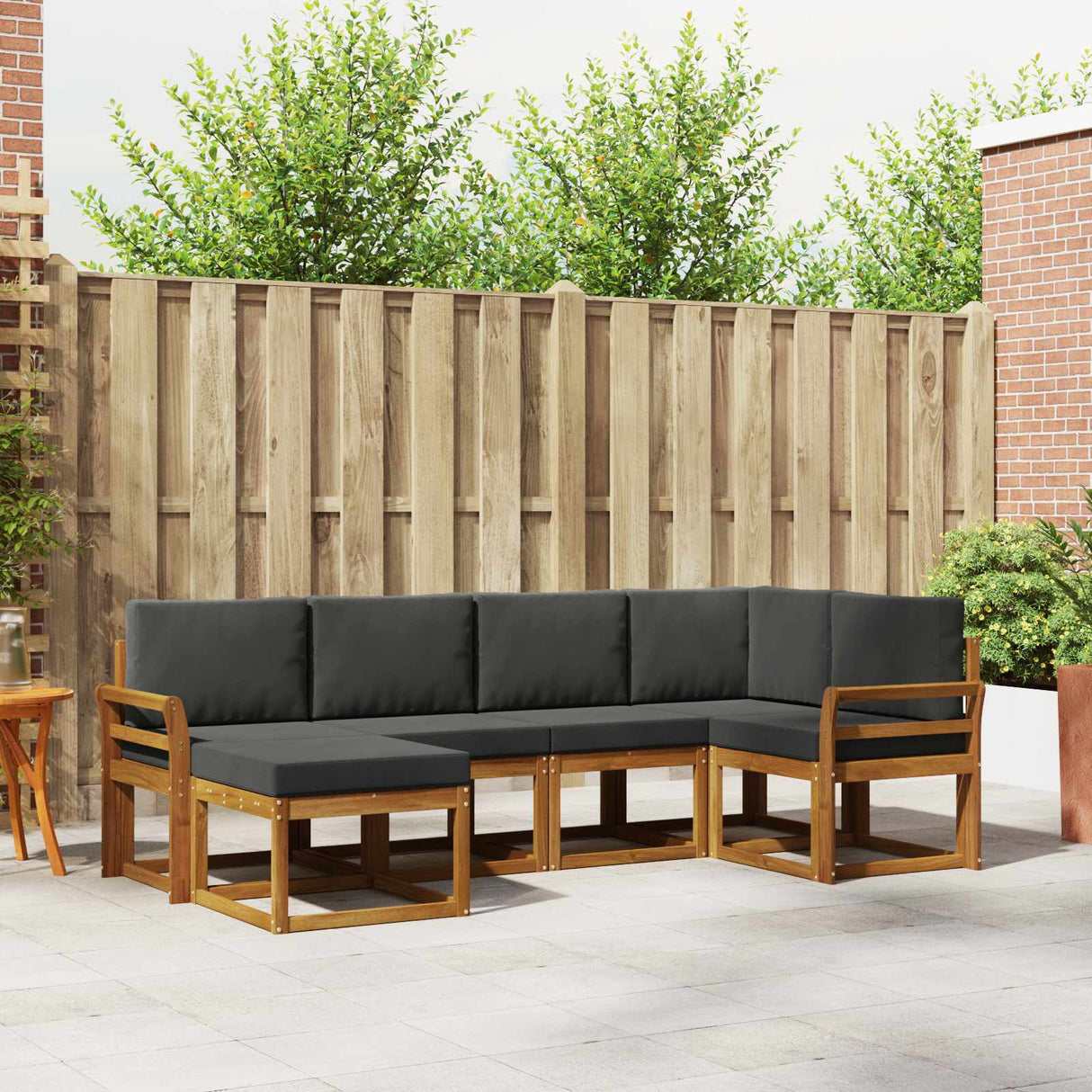 Outdoor Sofa Set with Cushion 6 pcs Natural and Anthracite
