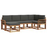 Outdoor Sofa Set with Cushion 6 pcs Natural and Anthracite - Front View