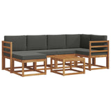 Outdoor Sofa Set with Cushion 7 pcs Natural and Anthracite - Front View