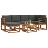 Outdoor Sofa Set with Cushion 7 pcs Natural and Anthracite - Side View