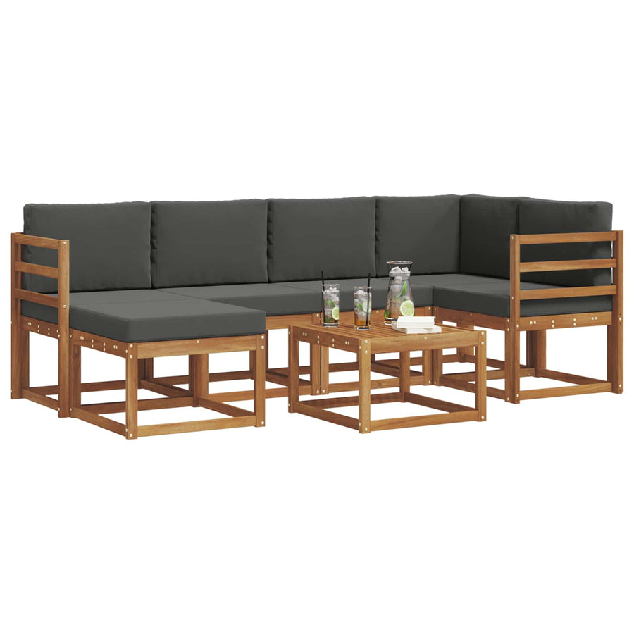 Outdoor Sofa Set 7 pcs 6-Seaters Natural and Anthracite