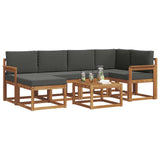 Outdoor Sofa Set with Cushion 7 pcs Natural and Anthracite - Side View