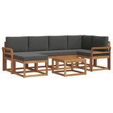 Outdoor Sofa Set with Cushion 7 pcs Natural and Anthracite - Front View