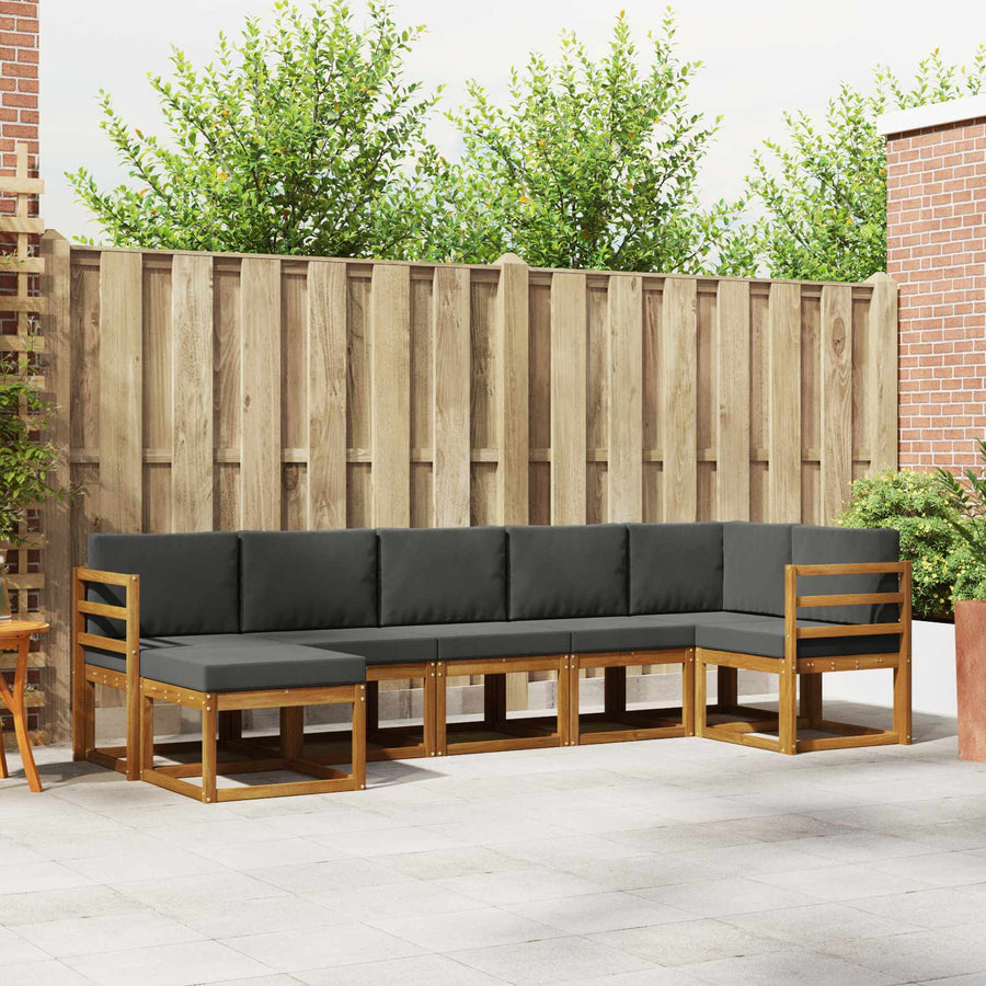 Outdoor Sofa Set 7 pcs Natural and Anthracite