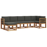 Outdoor Sofa Set with Cushion 7 pcs Natural and Anthracite - Front View