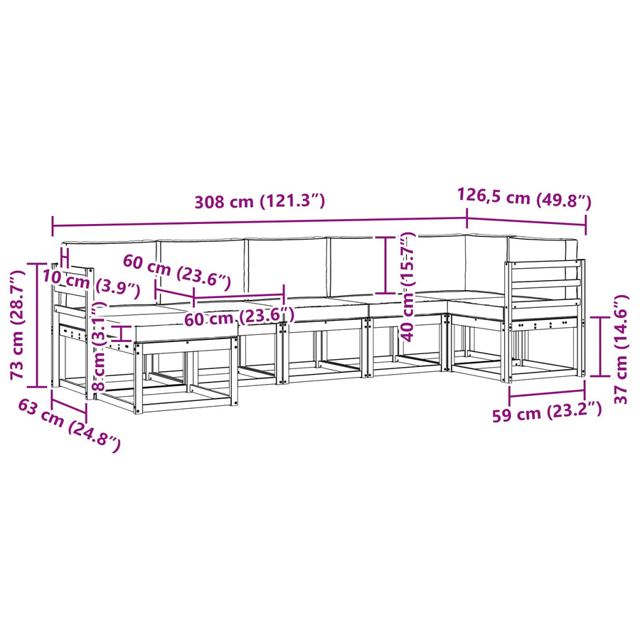 Outdoor Sofa Set 7 pcs Natural and Anthracite
