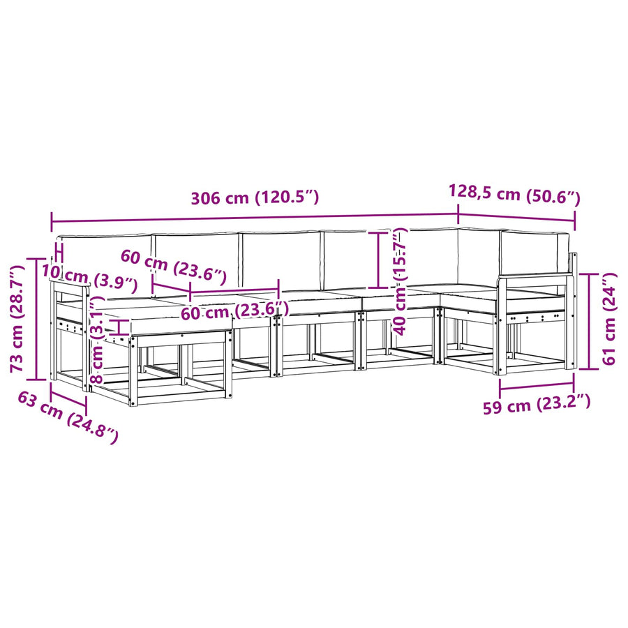 Outdoor Sofa Set 7 pcs Natural and Anthracite