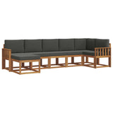 Outdoor Sofa Set with Cushion 7 pcs Natural and Anthracite - Front View