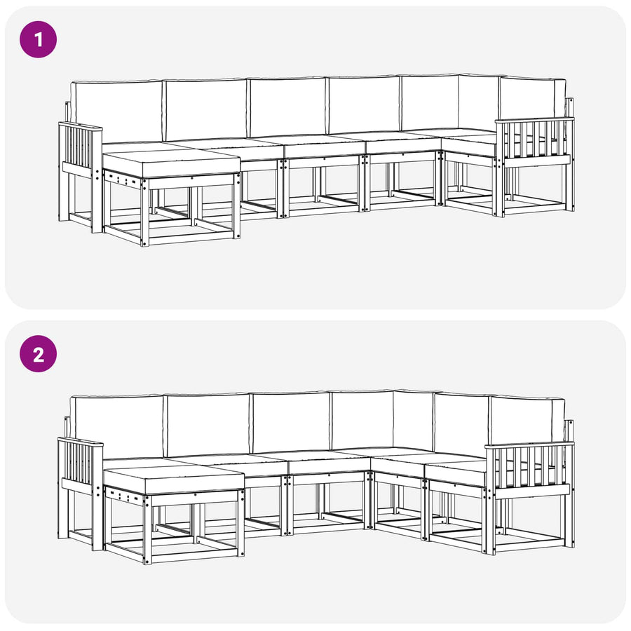 Outdoor Sofa Set 7 pcs Natural and Anthracite