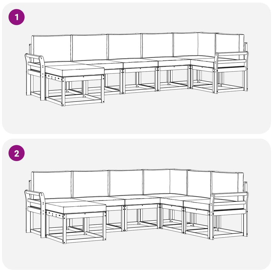 Outdoor Sofa Set 7 pcs Natural and Anthracite