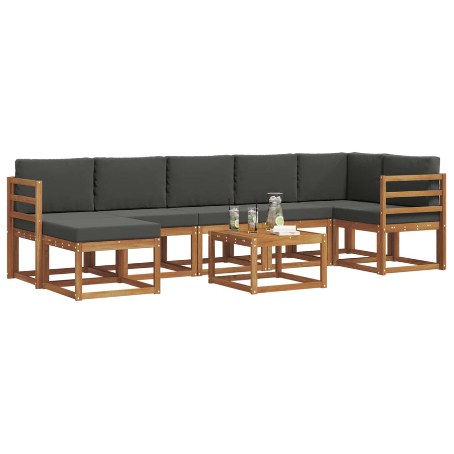 Outdoor Sofa Set 8 pcs Natural and Anthracite