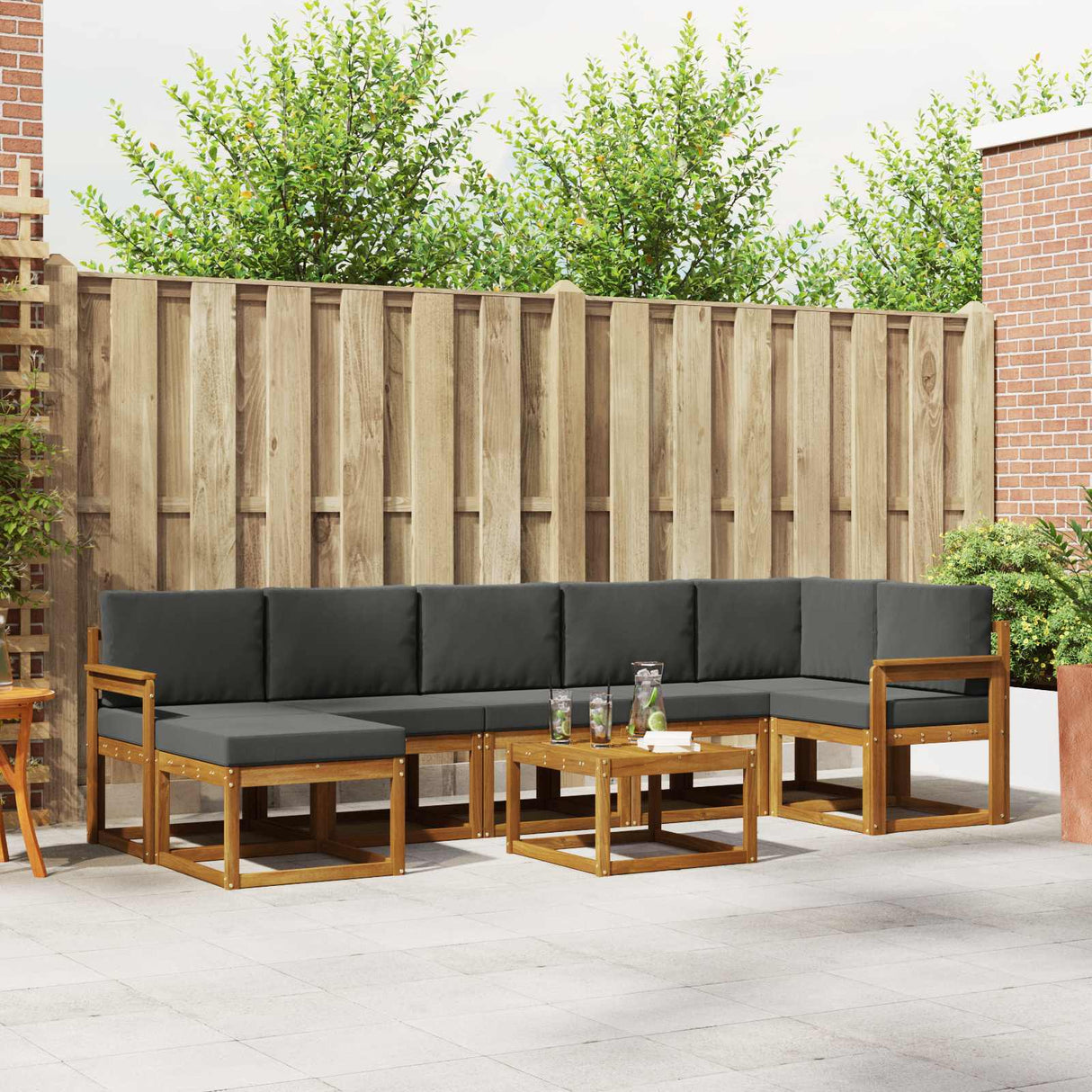 Outdoor Sofa Set with Cushion 8 pcs Natural and Anthracite