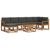 Outdoor Sofa Set with Cushion 8 pcs Natural and Anthracite - Front View