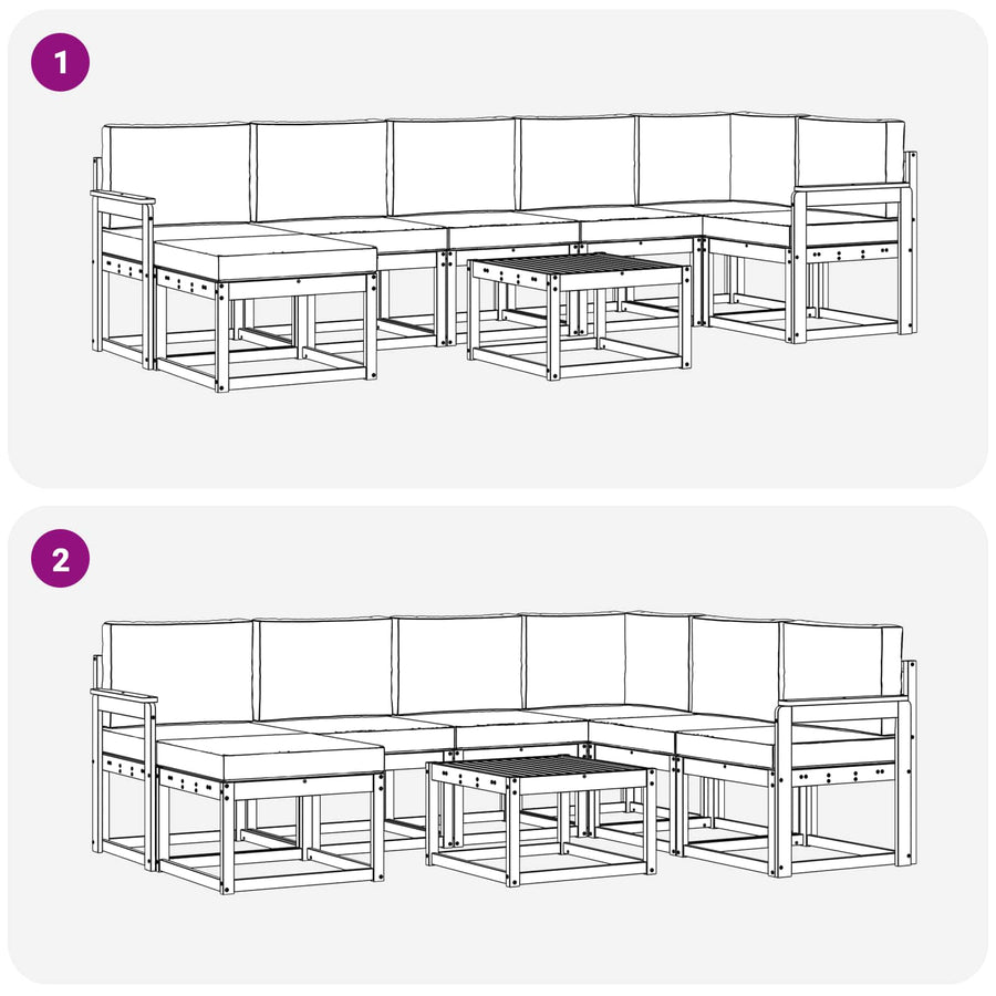 Outdoor Sofa Set 8 pcs Natural and Anthracite