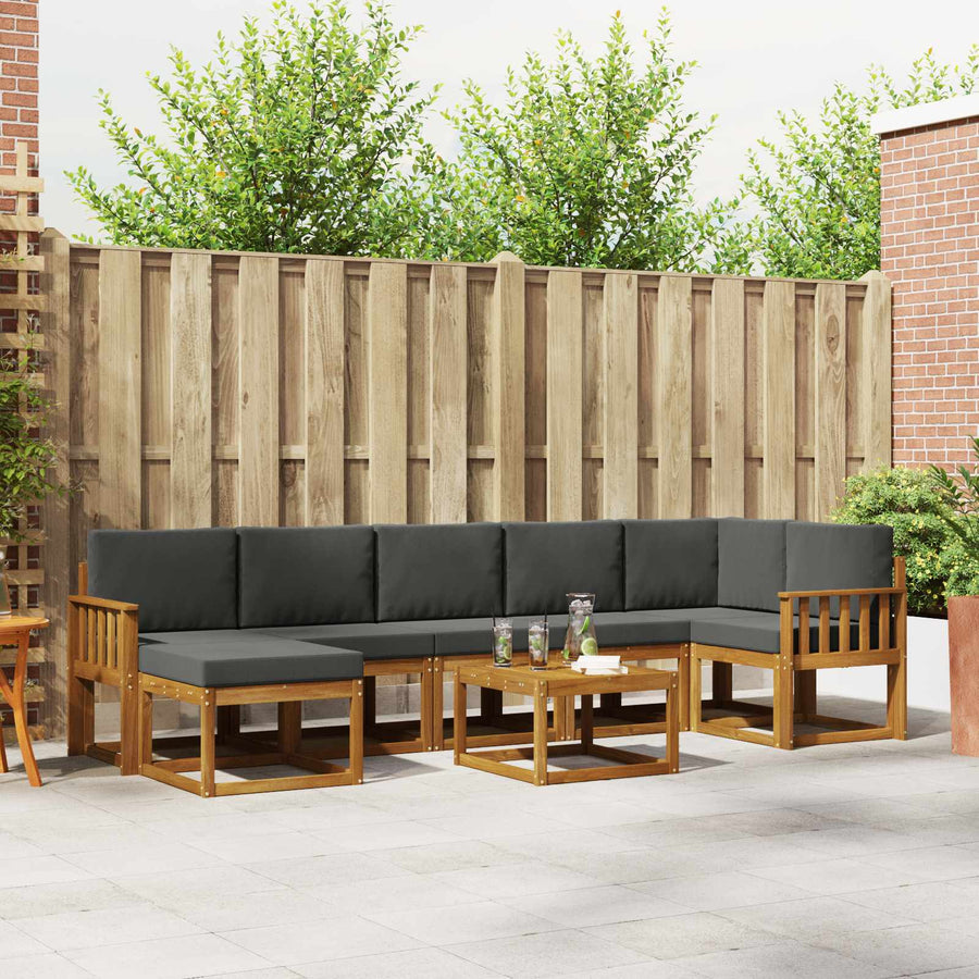 Outdoor Sofa Set 8 pcs Natural and Anthracite