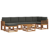 Outdoor Sofa Set with Cushion 8 pcs Natural and Anthracite - Front View