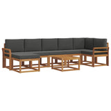 Outdoor Sofa Set with Cushion 8 pcs Natural and Anthracite - Front View