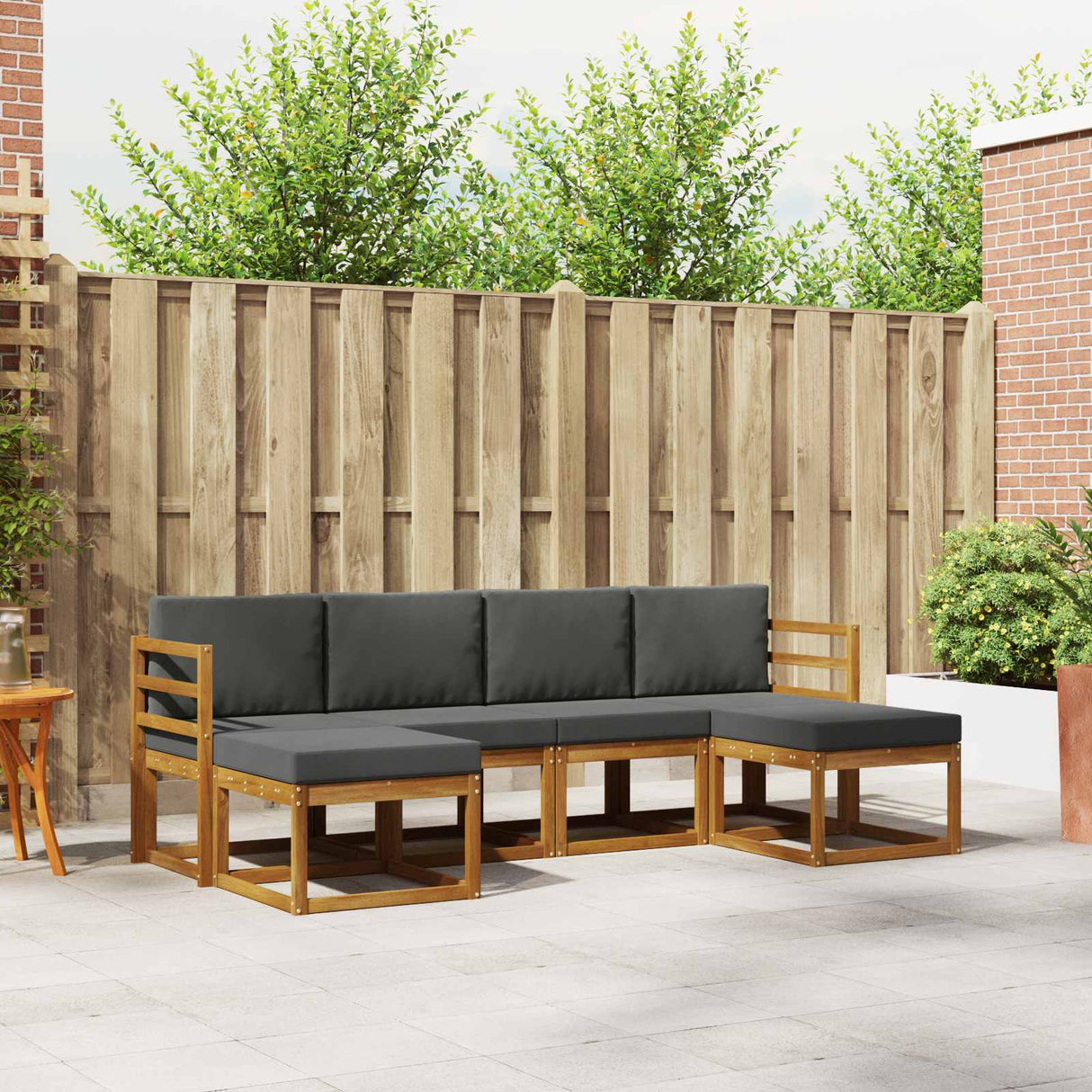 Outdoor Sofa Set 6 pcs Natural and Anthracite Engineered Wood