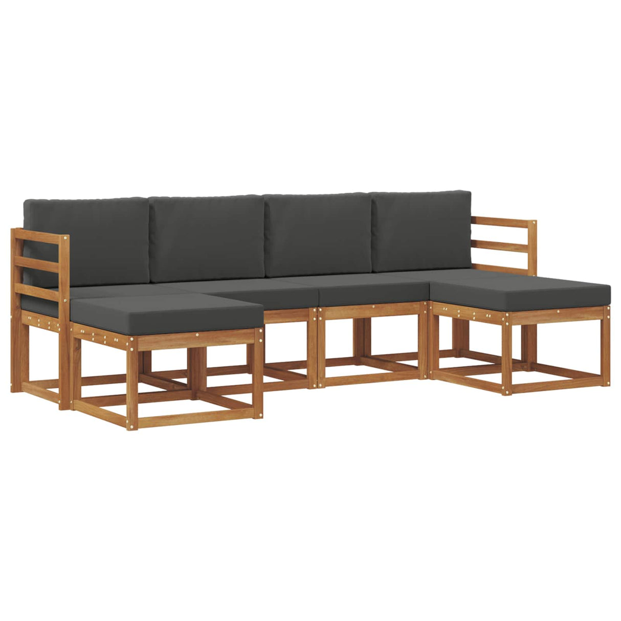 Outdoor Sofa Set 6 pcs Natural and Anthracite Engineered Wood