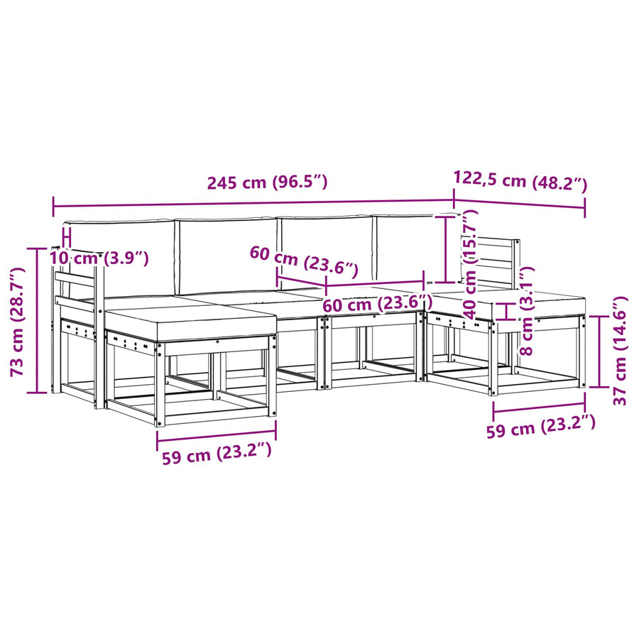 Outdoor Sofa Set 6 pcs 6-Seaters Natural and Anthracite